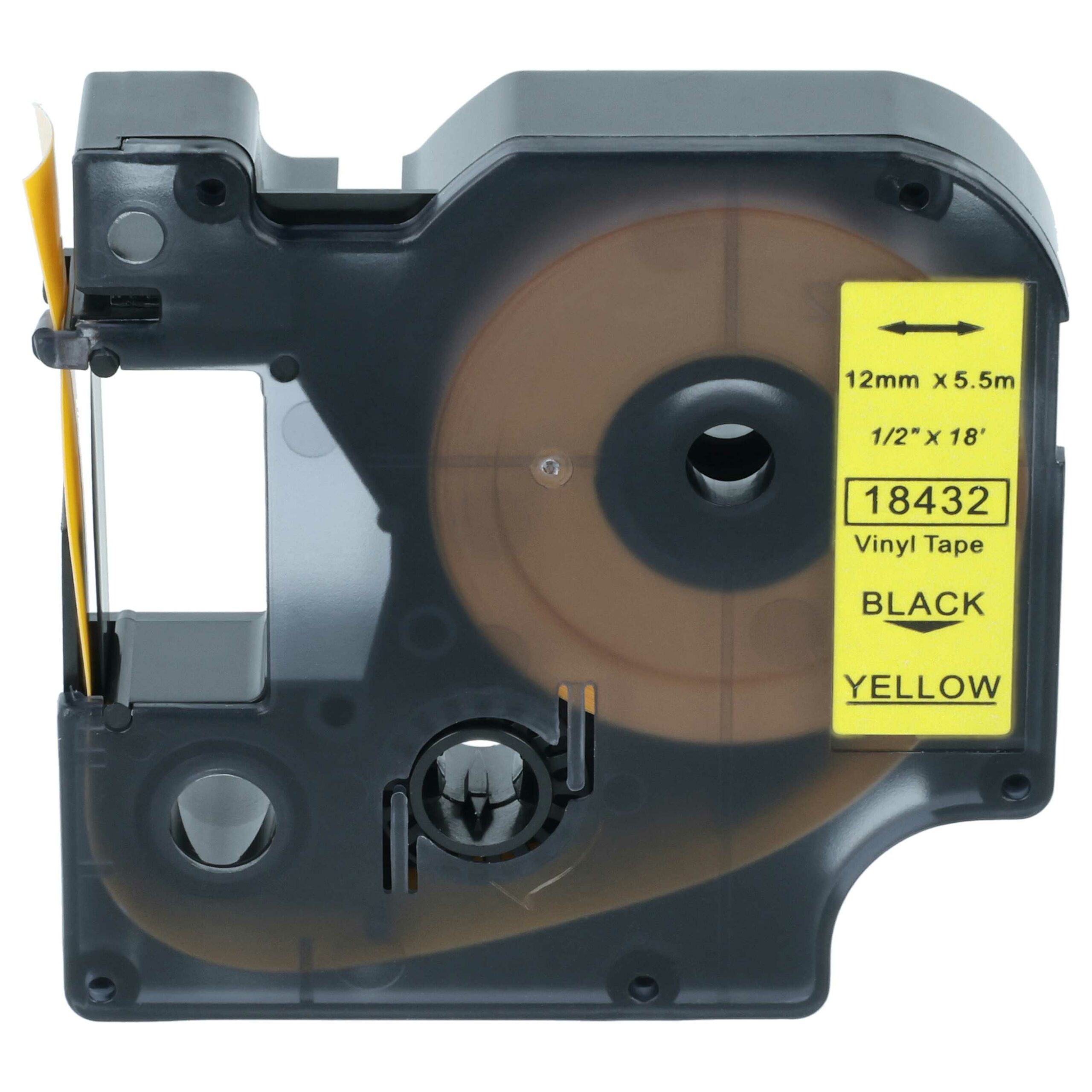 Fita para Etiquetadora vhbw Substitui Dymo 18432 - 12 mm, Preto sobre Amarelo, Vinil - Image 3