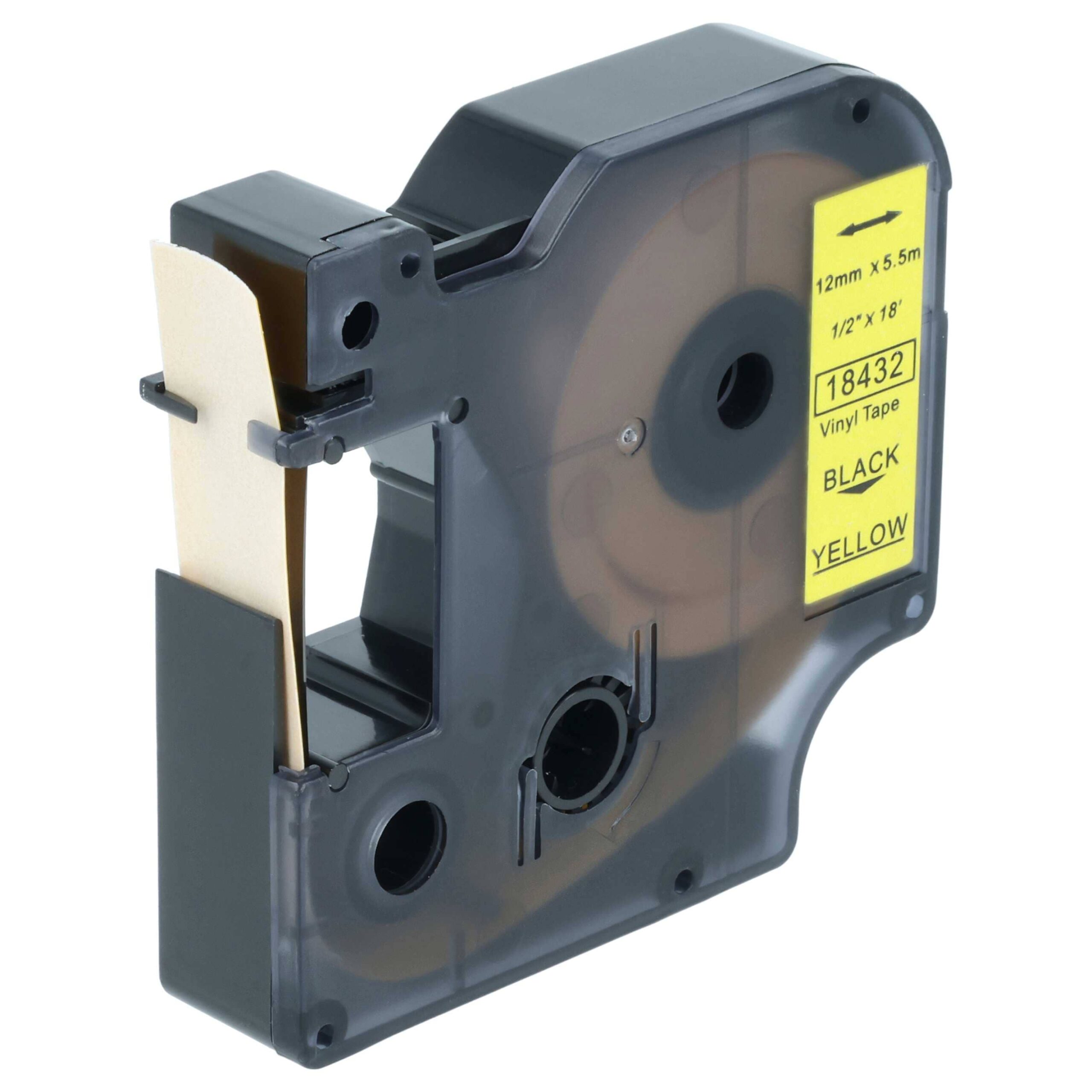 Fita para Etiquetadora vhbw Substitui Dymo 18432 - 12 mm, Preto sobre Amarelo, Vinil