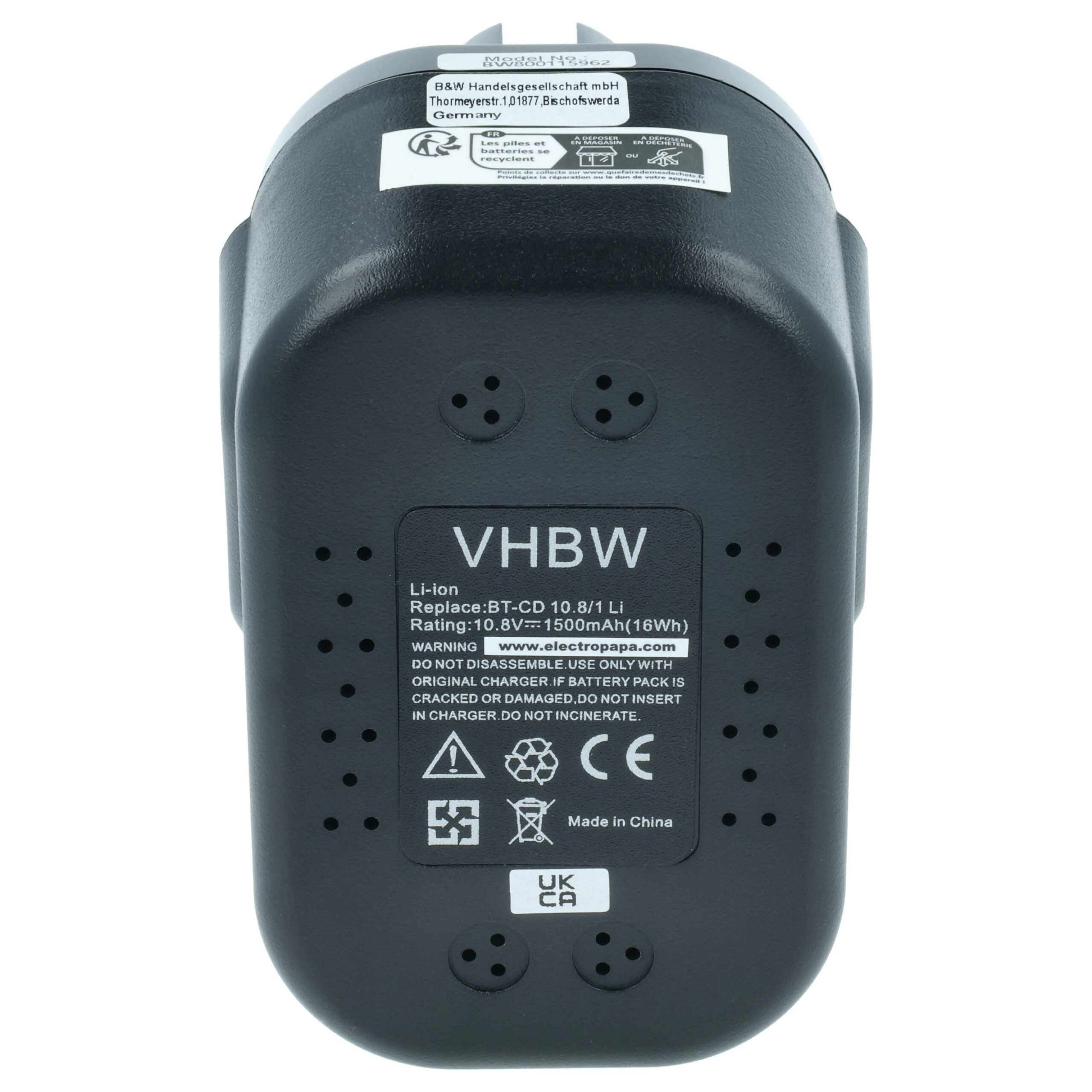 Bateria vhbw para Berbequim Einhell BT-CD 10.8/1 Li 1500 mAh, 10.8 V, Li-Ion - Image 3