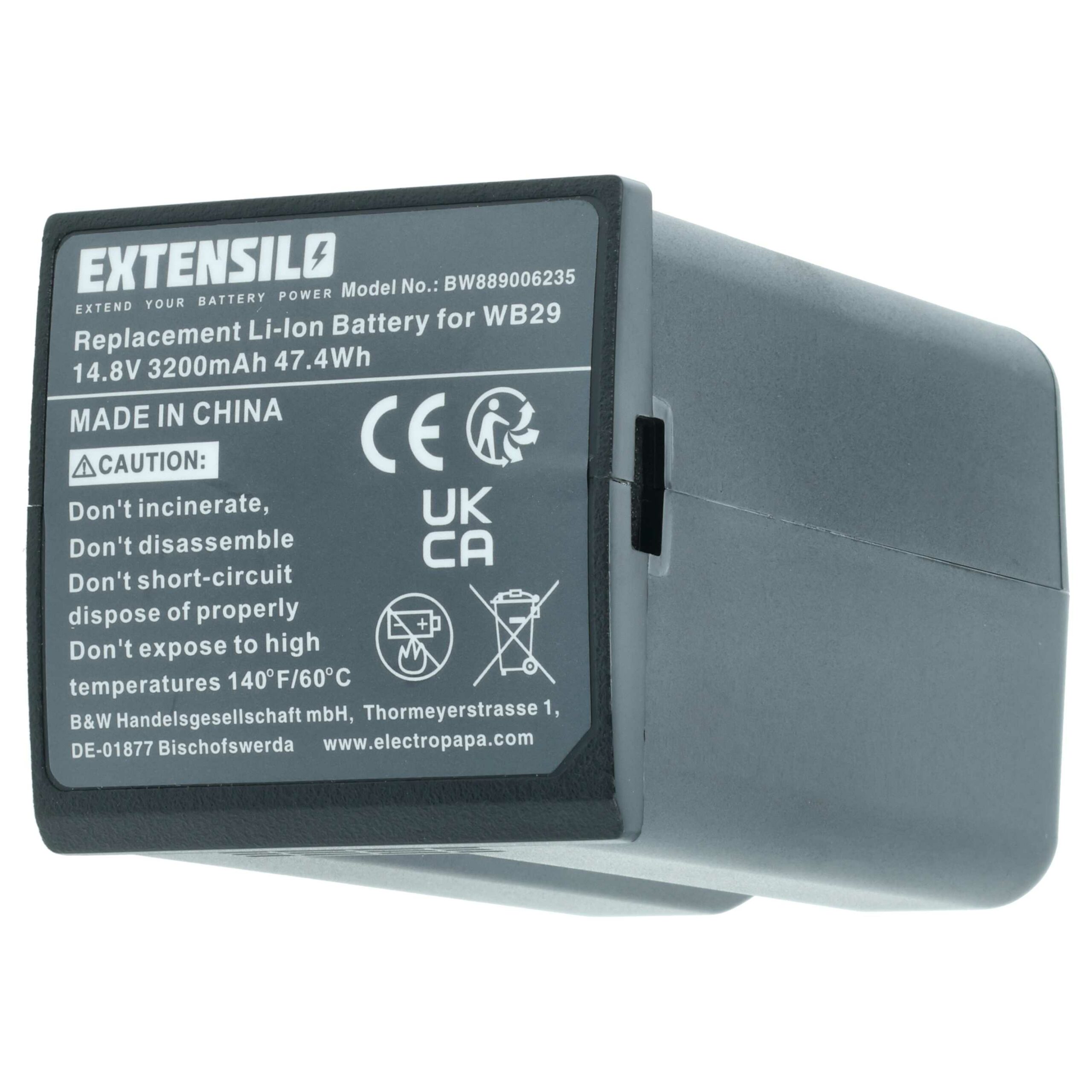 Bateria EXTENSILO para Flash Godox AD200, AD200pro, WB300P - 3200 mAh 14.8 V - Image 3