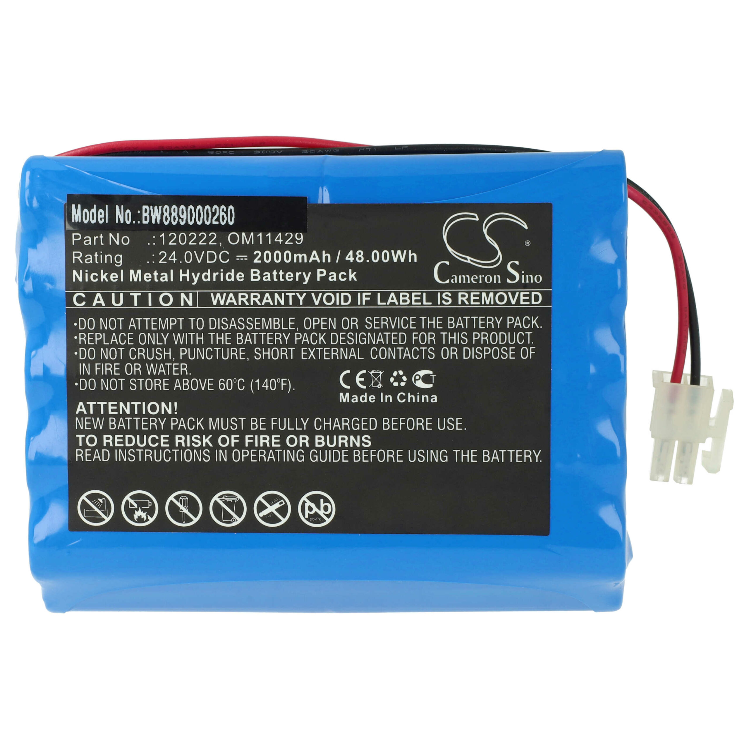 Bateria vhbw para Cardioline 3 Digital / Delta 1 / Delta 3 - 2000 mAh 24 V NiMH