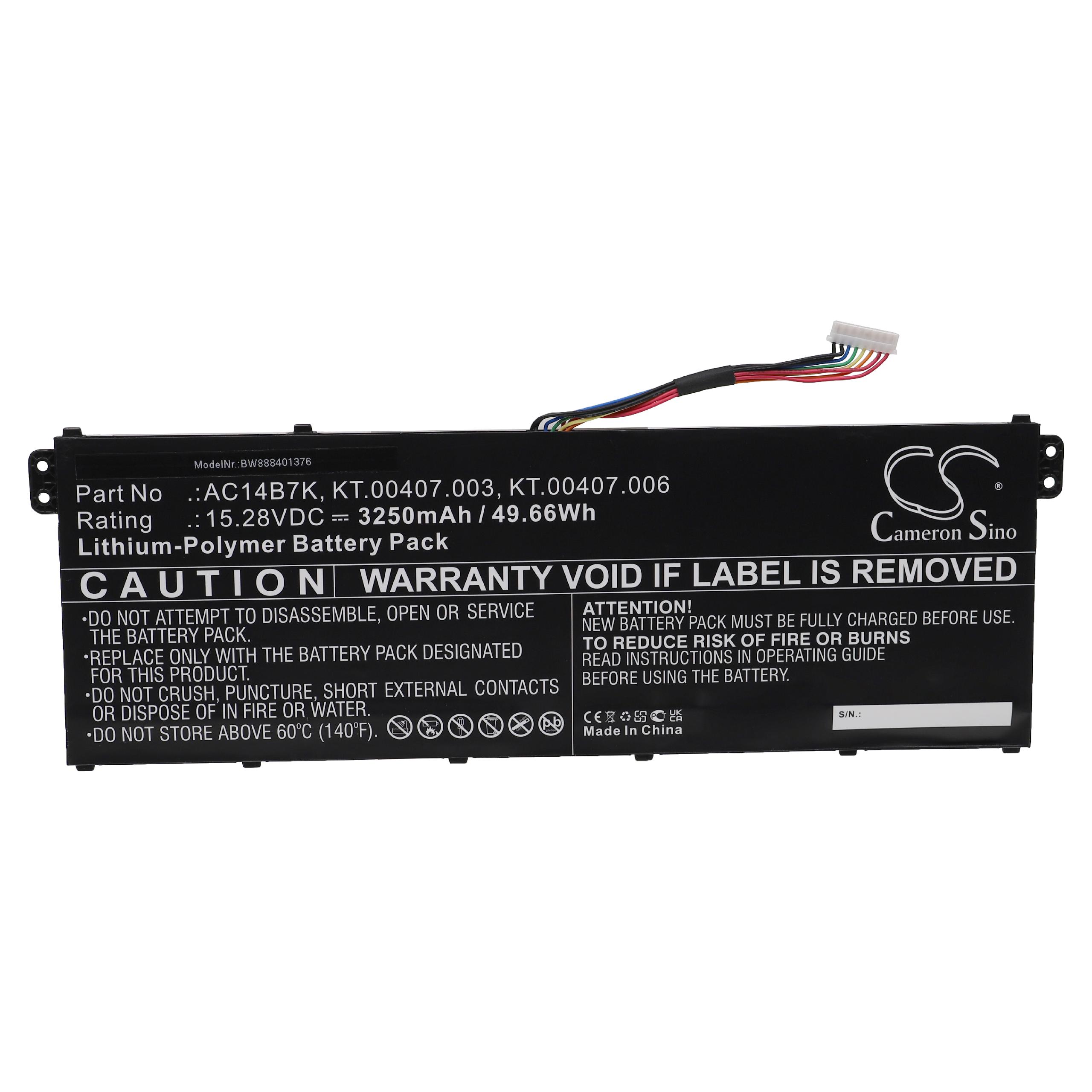 Bateria para Portátil vhbw para Acer AC14B7K 3250 mAh 15.28 V