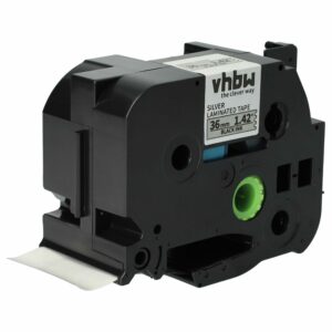 Fita para roteladora vhbw compatível com Brother TZE-961, 36 mm, Preto sobre Prateado