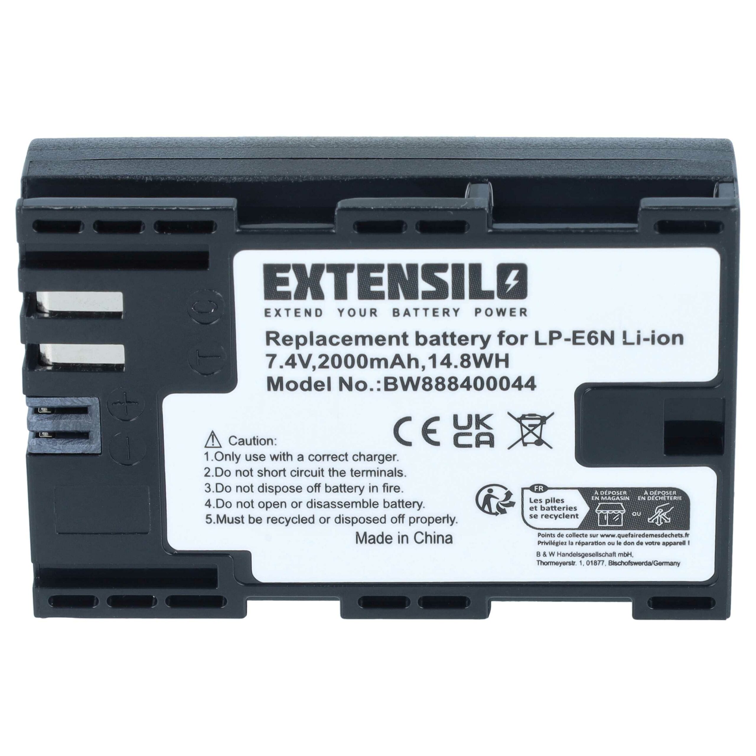 3x Bateria Extensilo compatível com Canon LP-E6N - 2000mAh, 7.4V - Image 3