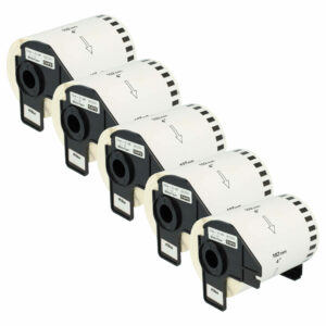 5x Rolos de Etiquetas vhbw substitui Brother DK-22243 - 102 mm x 30.48 m + Suporte