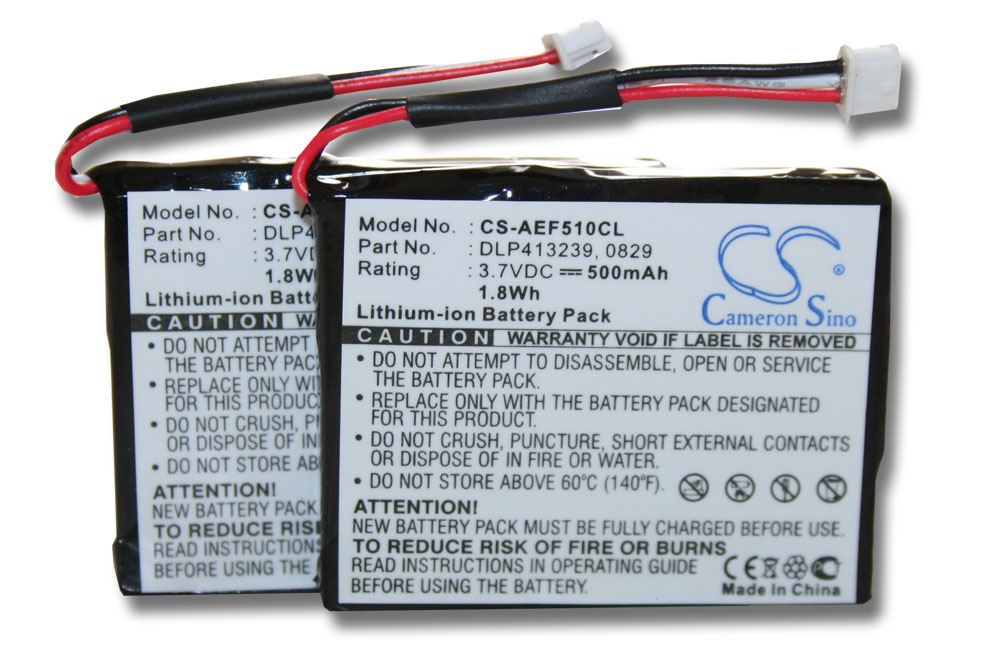 2x Bateria vhbw para telefone fixo AEG DLP413239, 0829 - 500 mAh 3.7 V Li-Ion