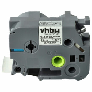 Fita de Etiquetas vhbw Substitui Brother TZE-SM961 - 36 mm Preto em Prateado Mate