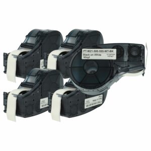 5x Fita de Etiquetas vhbw substitui Brady M21-500-595-WT - 12.7 mm Preto sobre Branco, Vinil