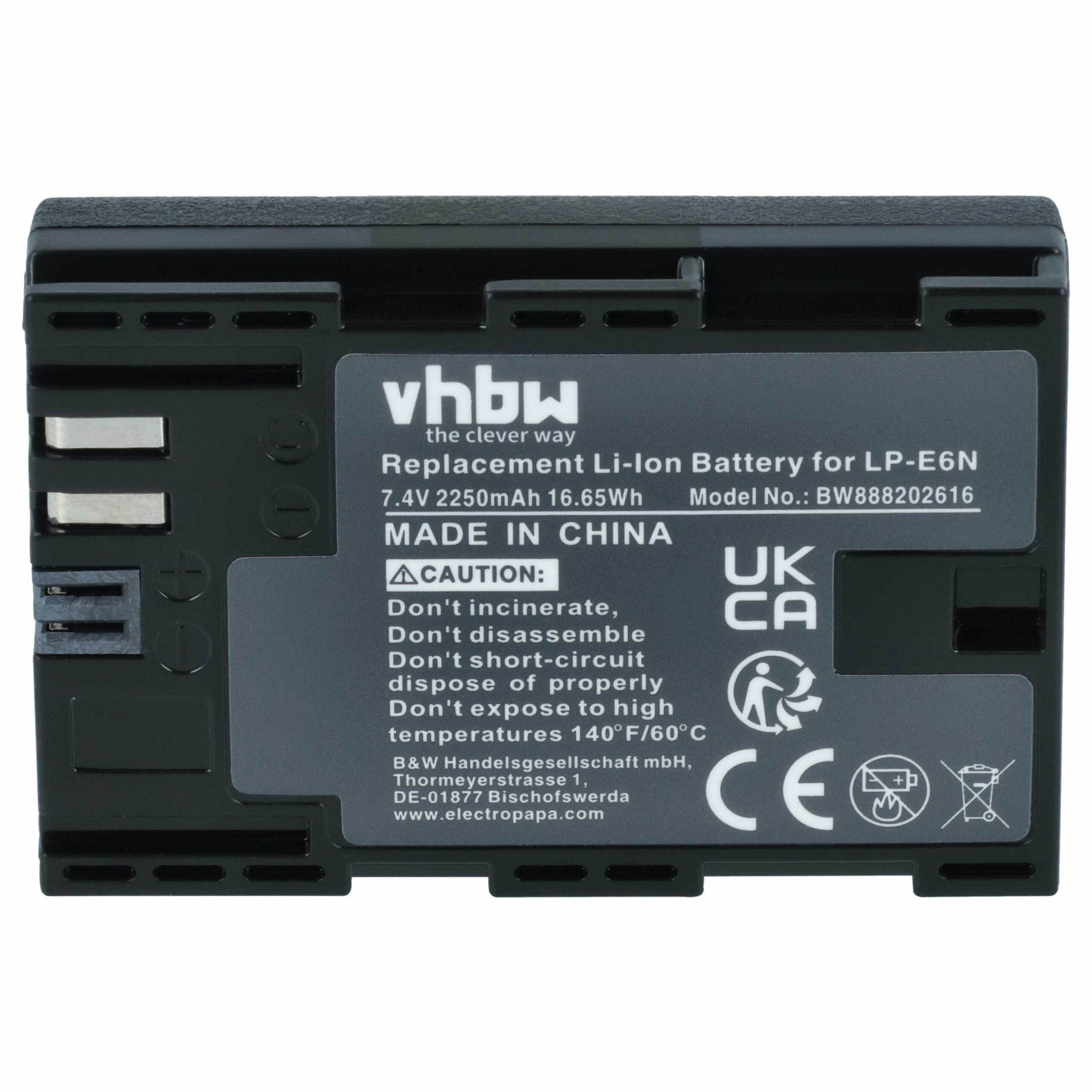 3x Bateria vhbw substitui Canon LP-E6N - 2250mAh, 7.4V Li-Ion - Image 3
