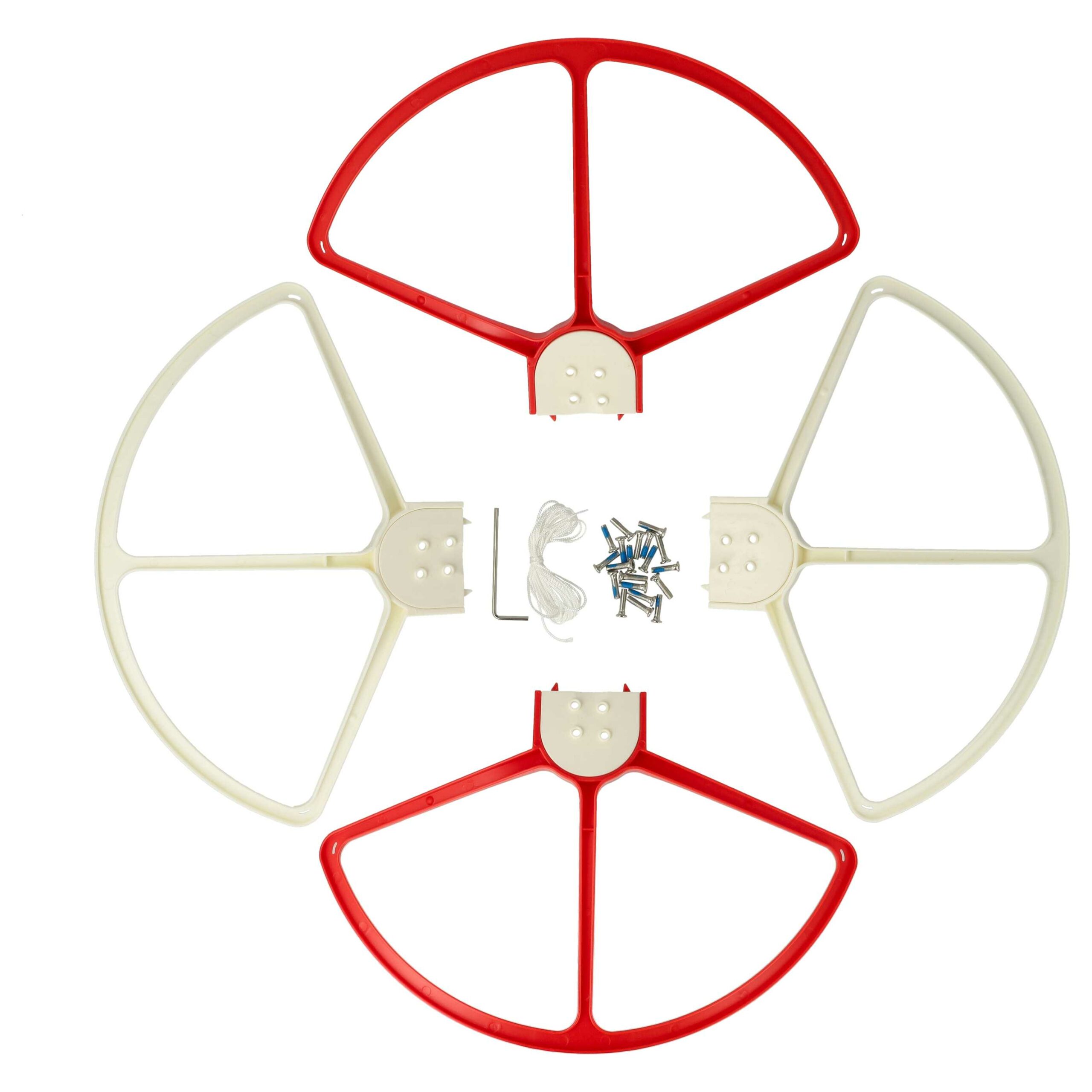 Proteções de Hélices vhbw para DJI Phantom / FC40 - 4x, 25.5 cm - Branco / Vermelho