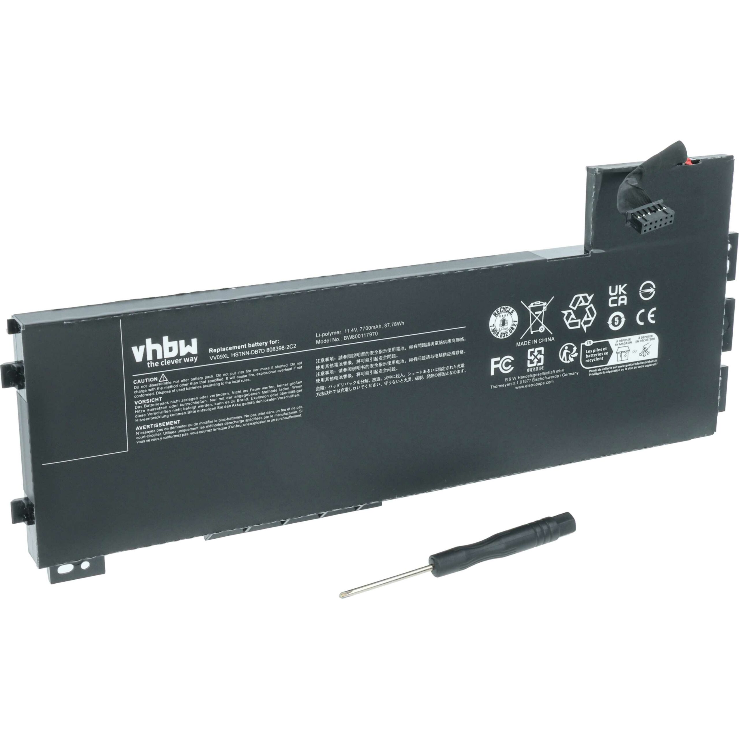 Bateria vhbw para portátil HP ZBook 15 G3, G4 / 17 G3 - 7700 mAh, 11.4 V