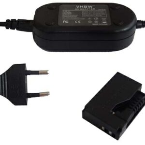 Carregador de Corrente vhbw ACK-E15 com Acoplador DC para Canon EOS 100D, Kiss X7, Rebel SL1 - 2 m, 7.4 V