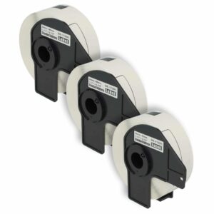 3x Rolos de Etiquetas vhbw para Brother DK-11201 - 29 mm x 90 mm + Suporte