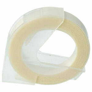 Fita de Relevo 3D vhbw para Dymo / Motex - 9 mm Branco sobre Transparente