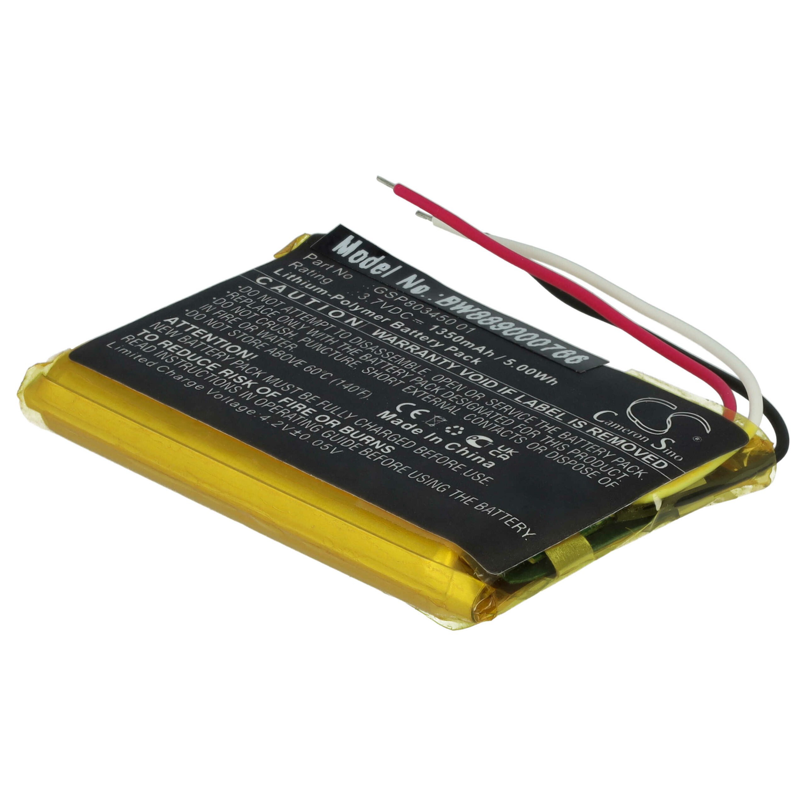 Bateria de Substituição vhbw para Estação de Carga JBL GSP803450 01 - 1350 mAh 3.7 V Li-polímero - Image 3