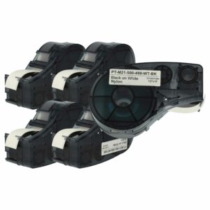5x Fita de Etiquetas vhbw substitui Brady BM21-500-499 - 12.7 mm Preto a Branco
