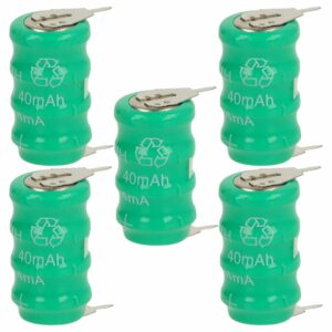 5x Pilha Botão vhbw V40H 2 Pinos para Modelismo e Lâmpadas Solares - 40 mAh 4.8 V NiMH