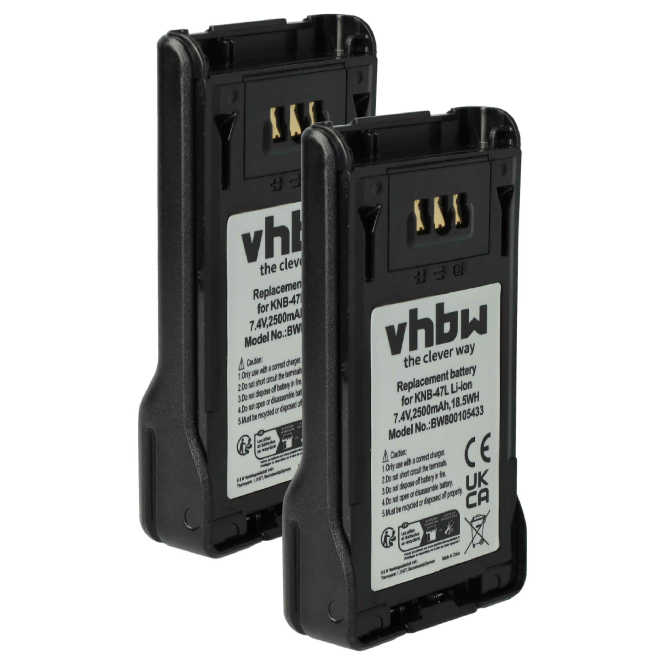Bateria vhbw rádio 2500 mAh 7.4 V Li-Ion (substitui Kenwood KNB-47L, KNB-50NC) - 2 unidades