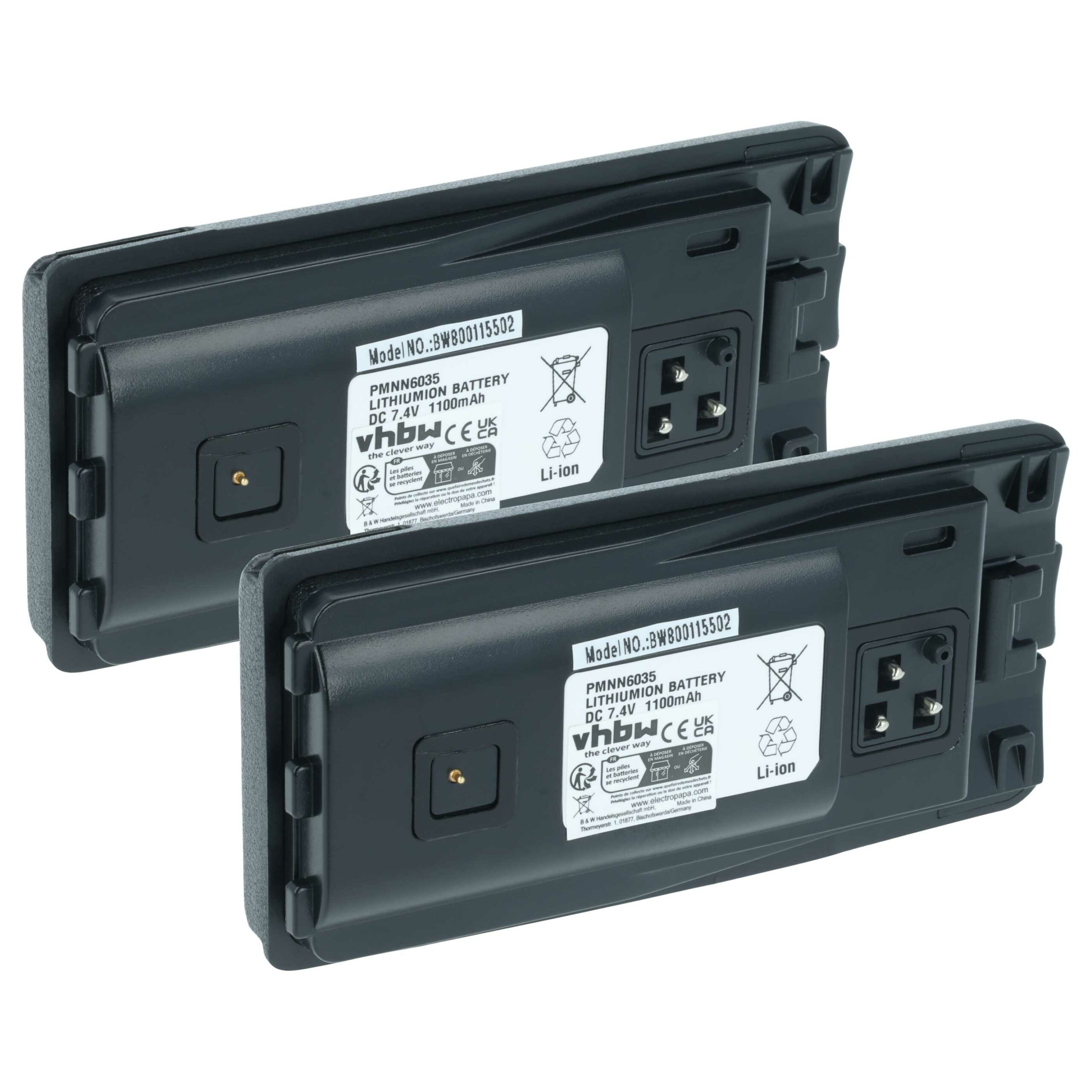 Baterias 2x vhbw para Rádio Motorola PMNN6035 / RLN6305 - 1100 mAh 7.4V Li-Ion