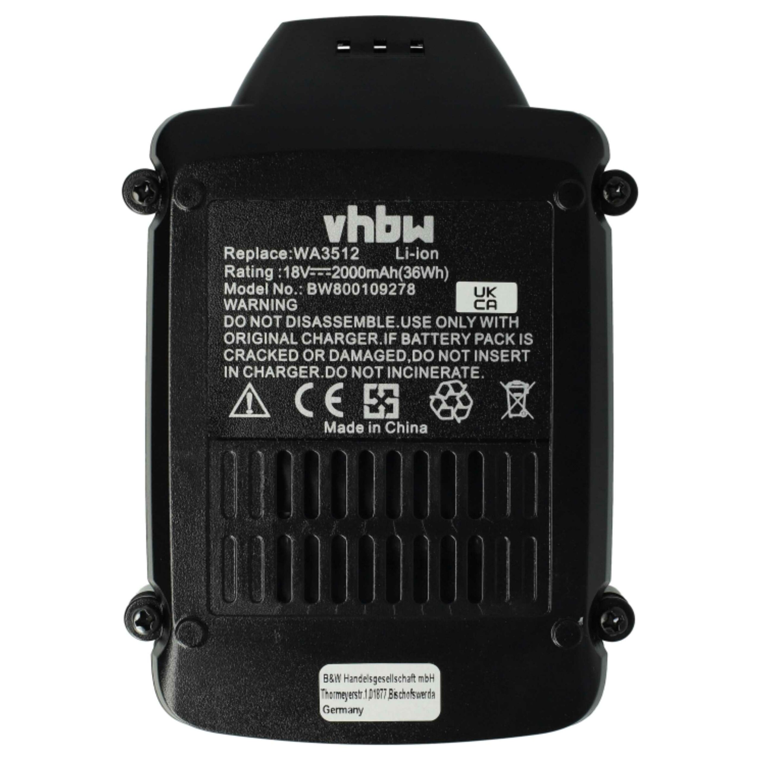 3x Baterias vhbw para Rockwell RW9351.1 Ferramentas Elétricas - 2000 mAh, 18 V, Li-Ion - Image 3