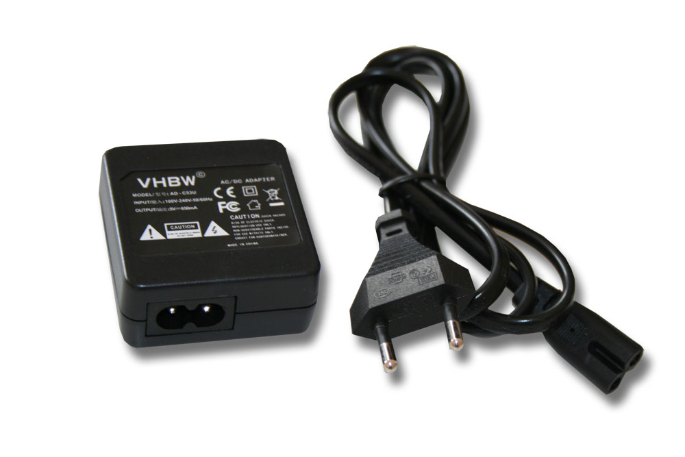Carregador / Transformador vhbw para Câmara Casio AD-C53 / AD-C53U 5V 0.65A