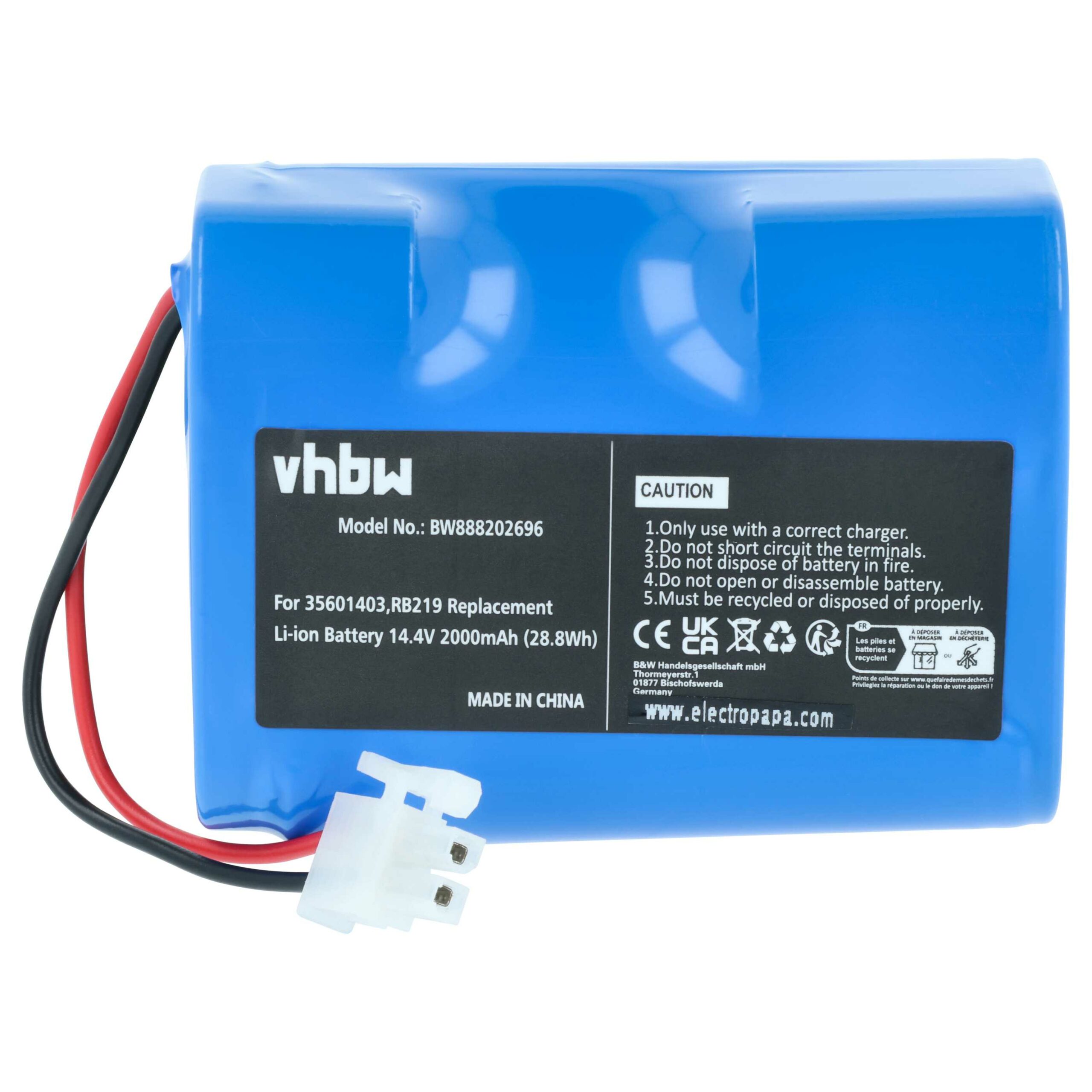 Bateria vhbw para aspirador Hoover RB219, Li-RB226 2000mAh, 14.4V Li-Ion - Image 3