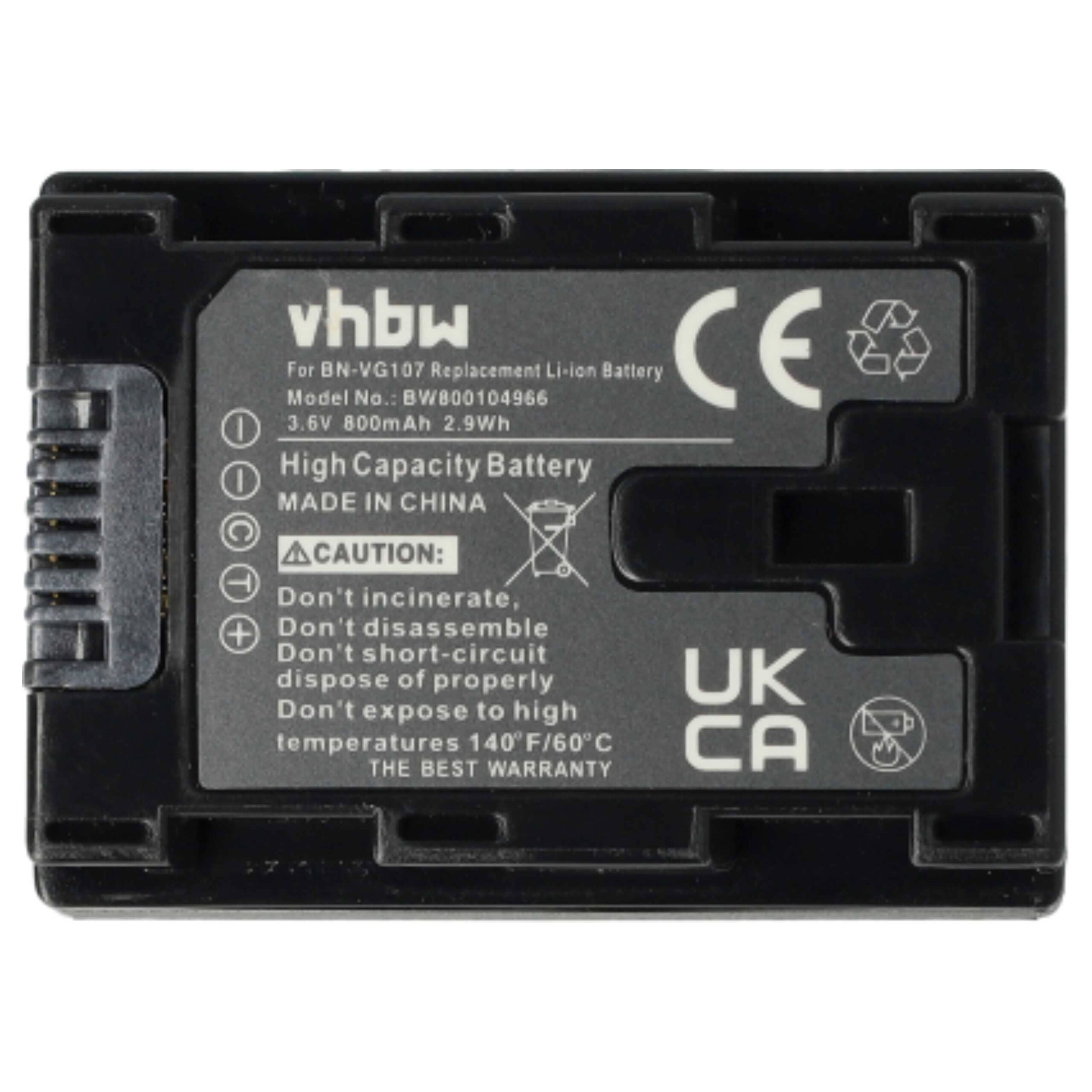 Bateria de Videocâmara 2x vhbw para JVC BN-VG107 / BN-VG108 800 mAh 3.6 V Li-Ion - Image 3