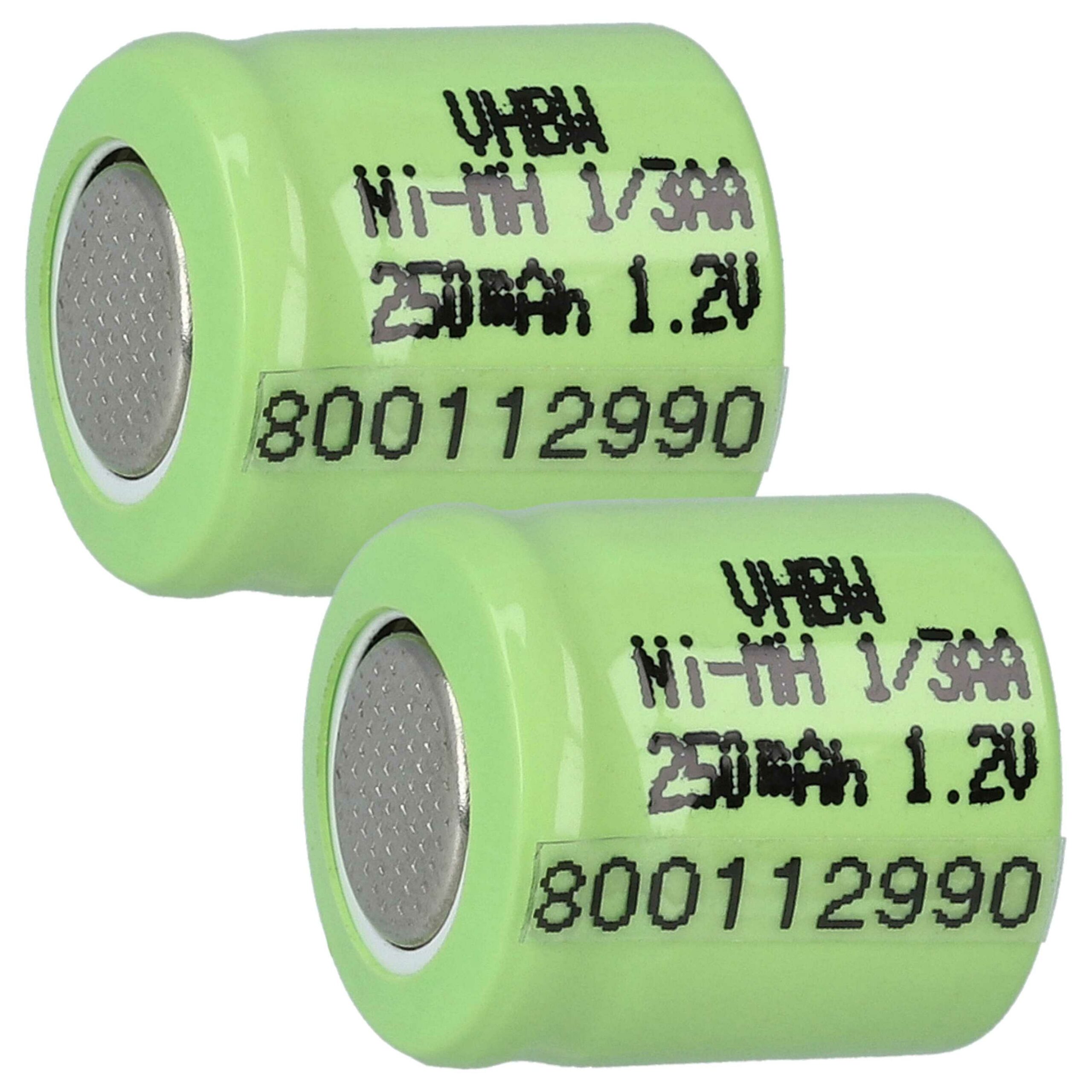 Bateria vhbw para Dispositivos de Modelismo 2x 1/3AA - 250 mAh 1.2 V NiMH