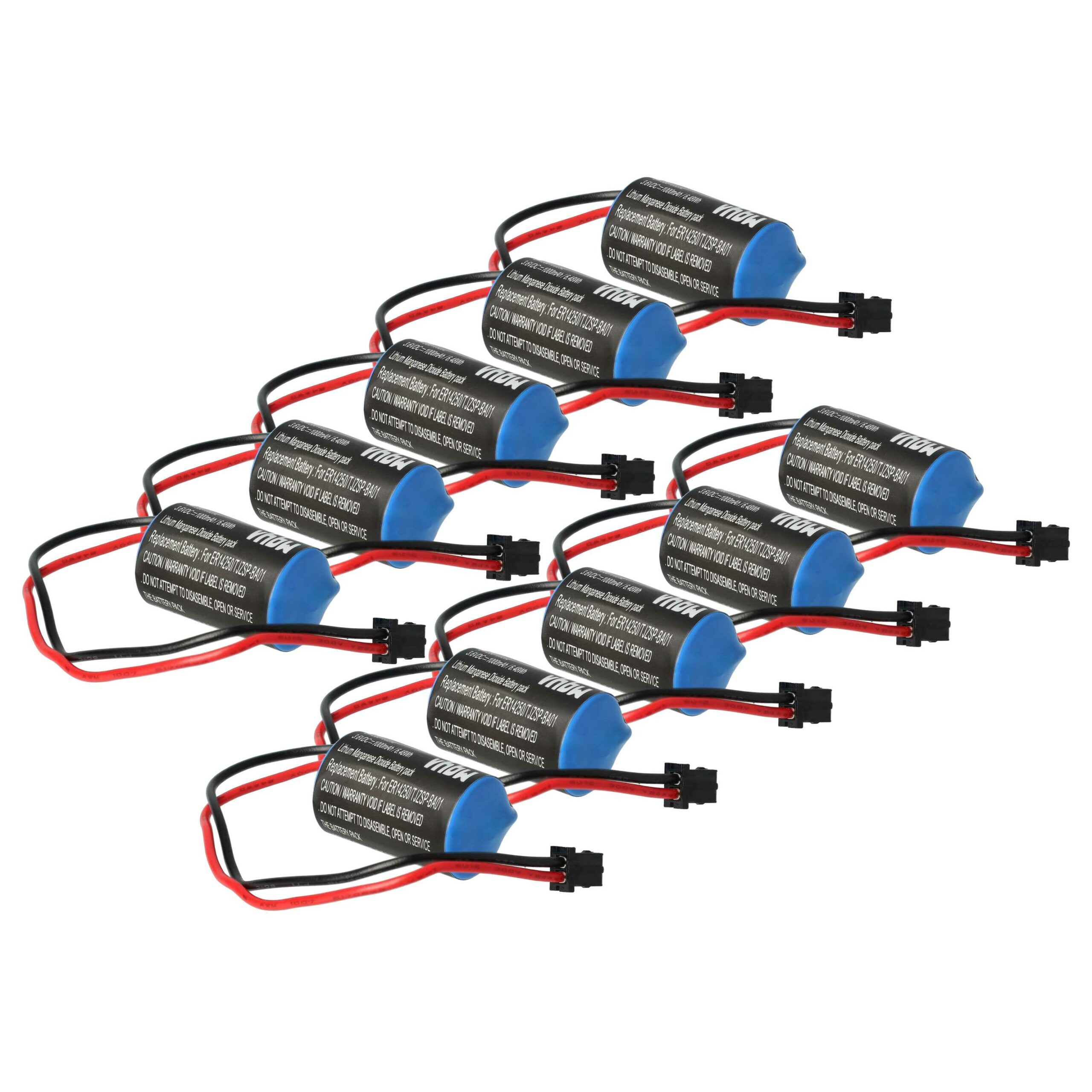 Bateria de Servo Driver vhbw 10x 1000 mAh 3.6 V Li-MnO2 para Omron R88A-BAT02W, JZSP-BA01