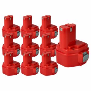 10x Baterias vhbw NiMH 3000 mAh 12 V para Ferramentas Klauke / Makita
