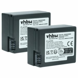 Bateria vhbw 2x para câmara Sony NP-FF71, NP-FF70 - 1400 mAh 7.4 V