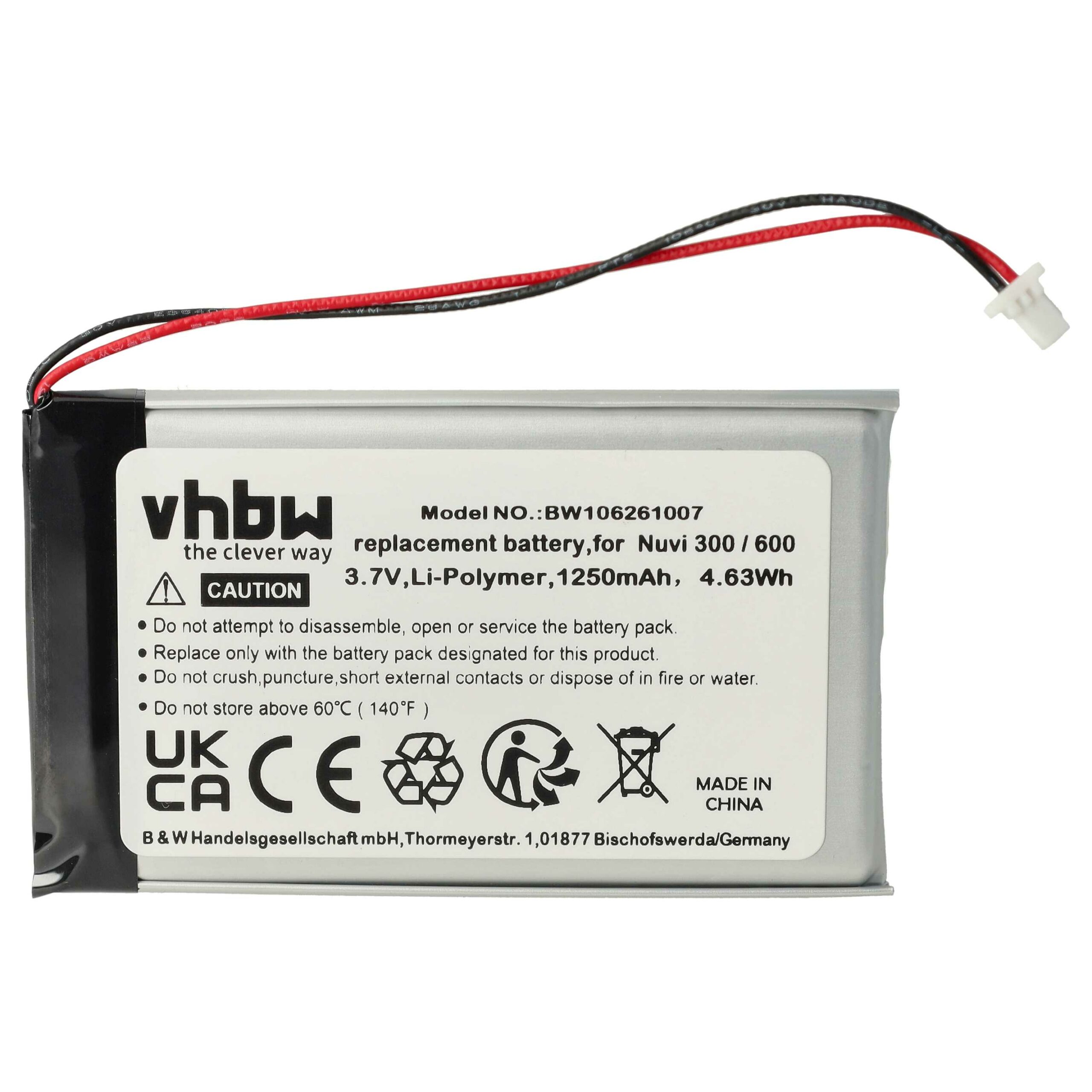 Bateria GPS vhbw para Garmin Nüvi 300, 350, 660 - 1250mAh, 3.7V - Image 3