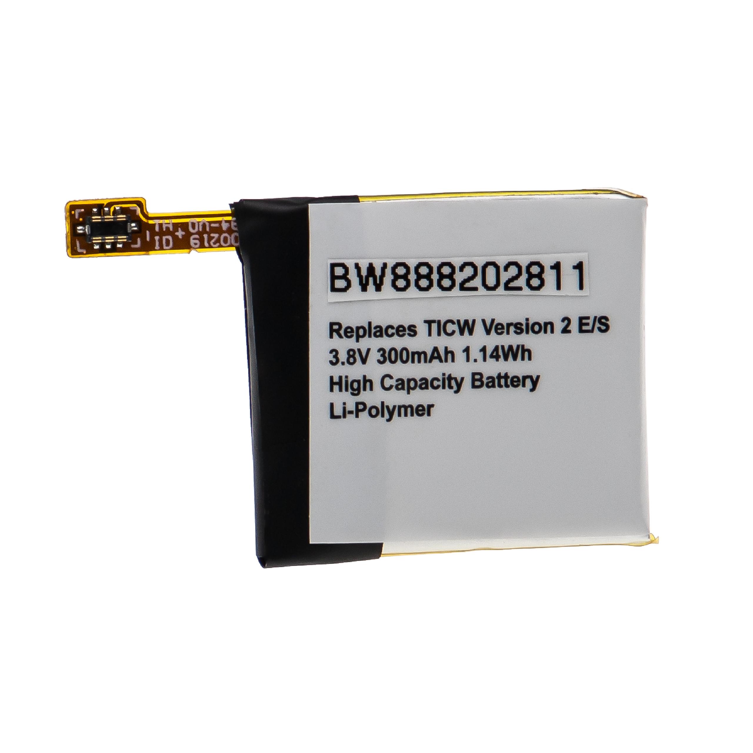 Bateria Smartwatch vhbw para TicWatch SP382728SE - 300 mAh 3.8 V Li-polymer