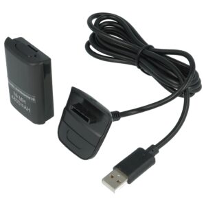 Kit Play & Charge vhbw com Bateria 4800 mAh e Cabo para Comando Microsoft Xbox 360 - Preto