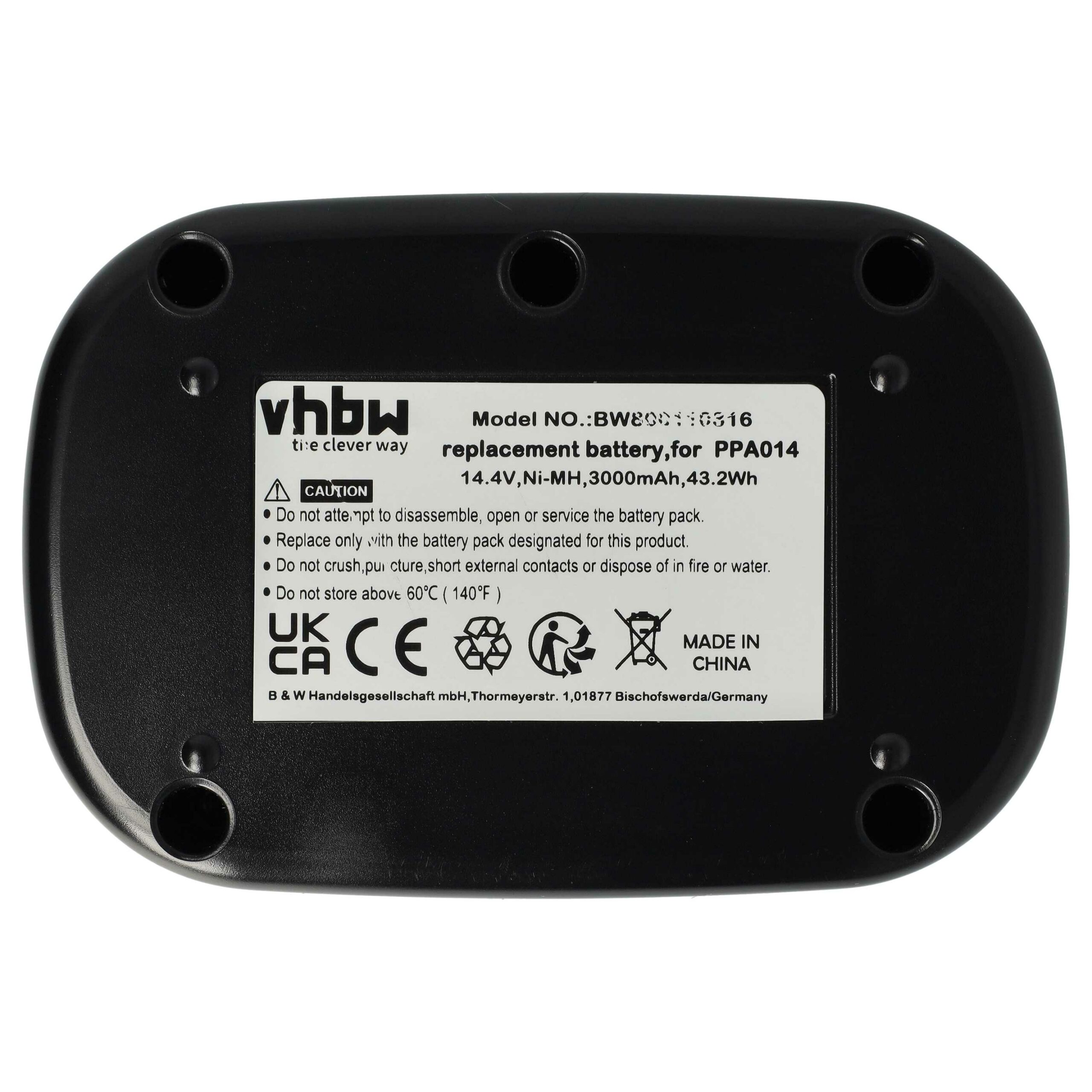2x Bateria vhbw para Senco PPA014 Ferramenta Elétrica - 3000 mAh, 14.4 V, NiMH - Image 3