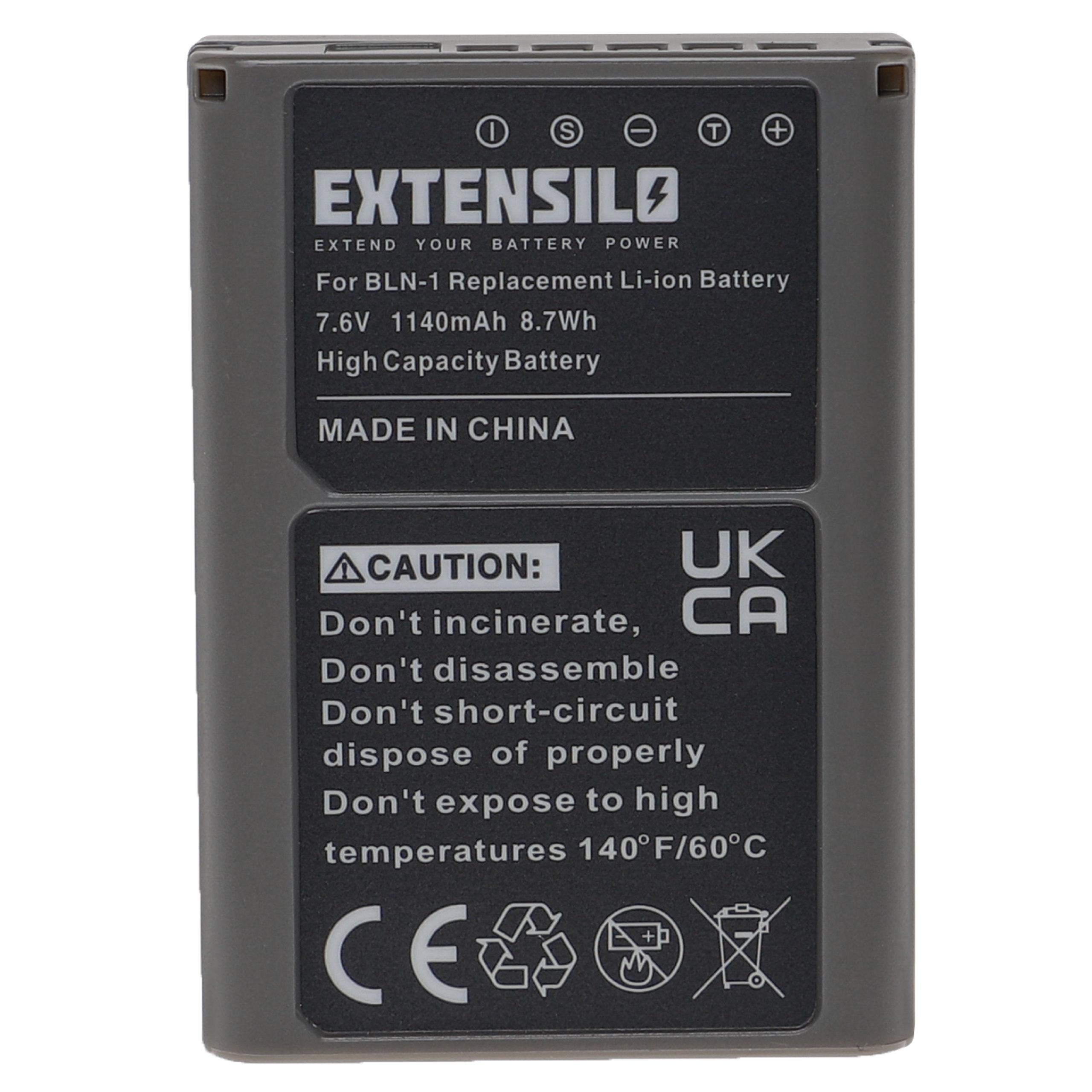 Bateria EXTENSILO para Olympus PS-BLN1 - 1140mAh, 7.6V