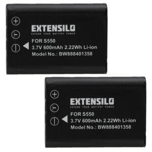 2x Bateria EXTENSILO substitui Nikon EN-EL11, 600mAh, 3.7V