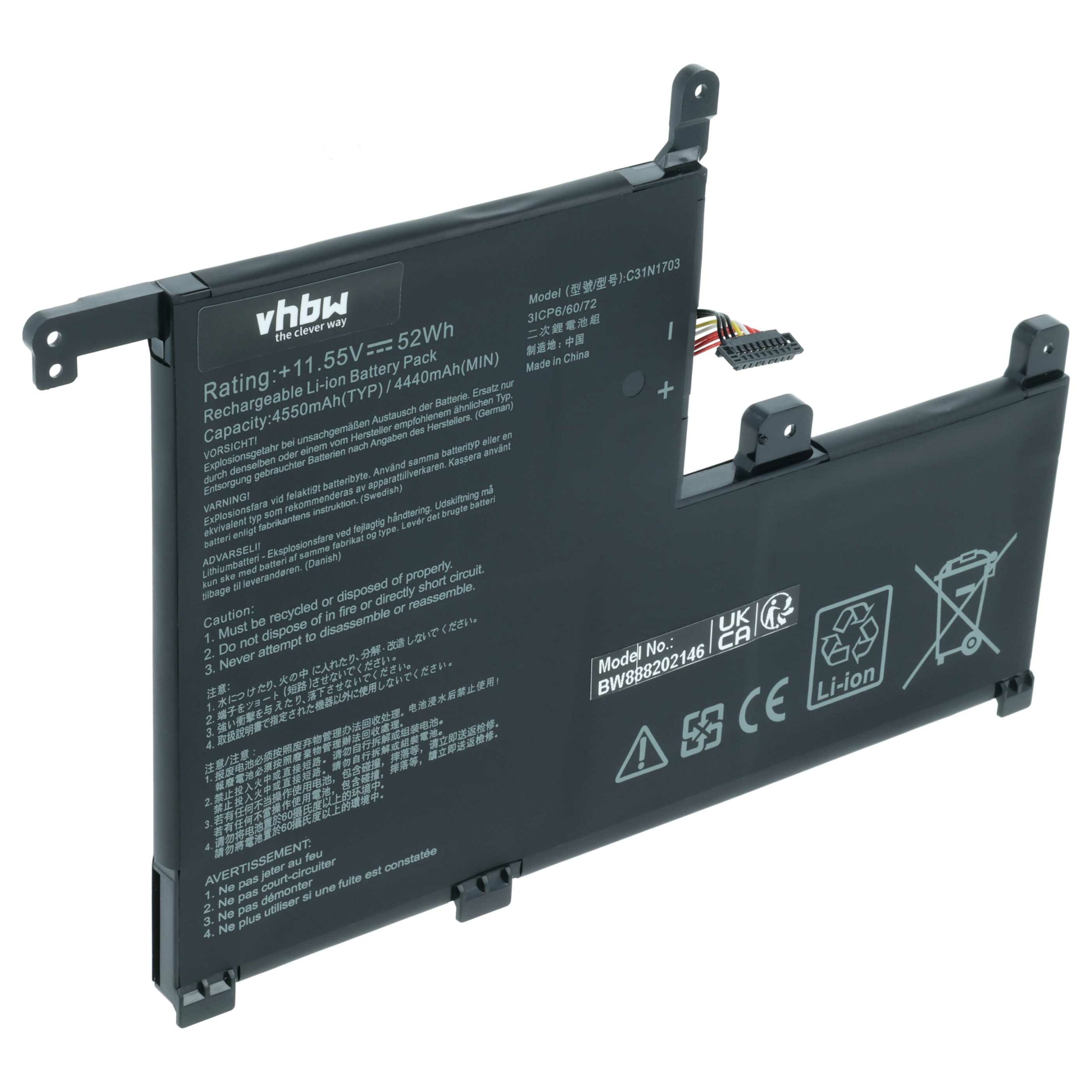 Bateria vhbw para portáteis Asus C31N1703, 0B200-02650100 4500 mAh 11.52 V