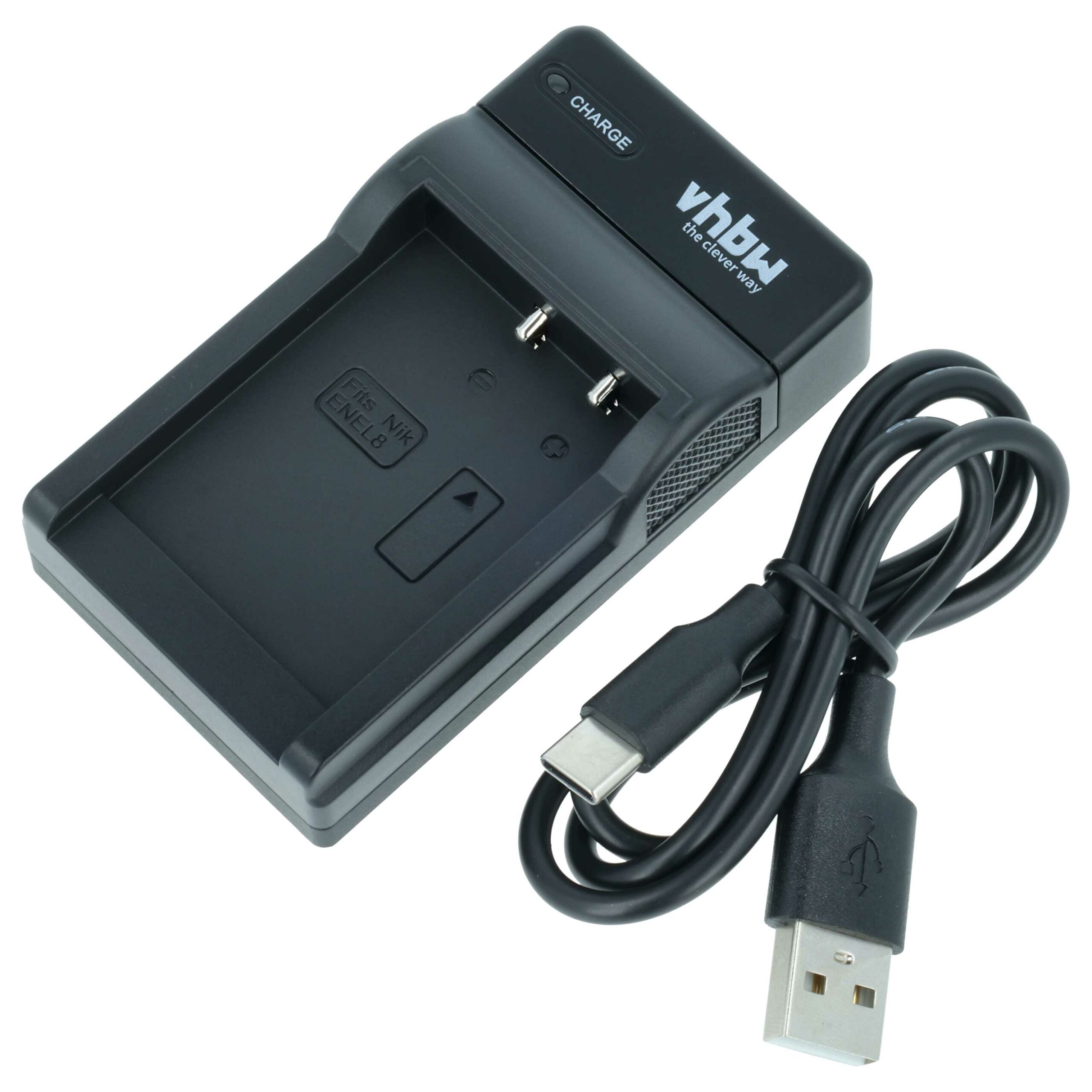 Carregador de Bateria USB-C vhbw + Cabo para Nikon Coolpix P1, P2, S1, S2 - 0.5 A
