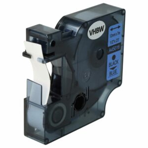 Fita de Etiquetas vhbw Substitui Dymo D1, 45016 - 12 mm Preto sobre Azul