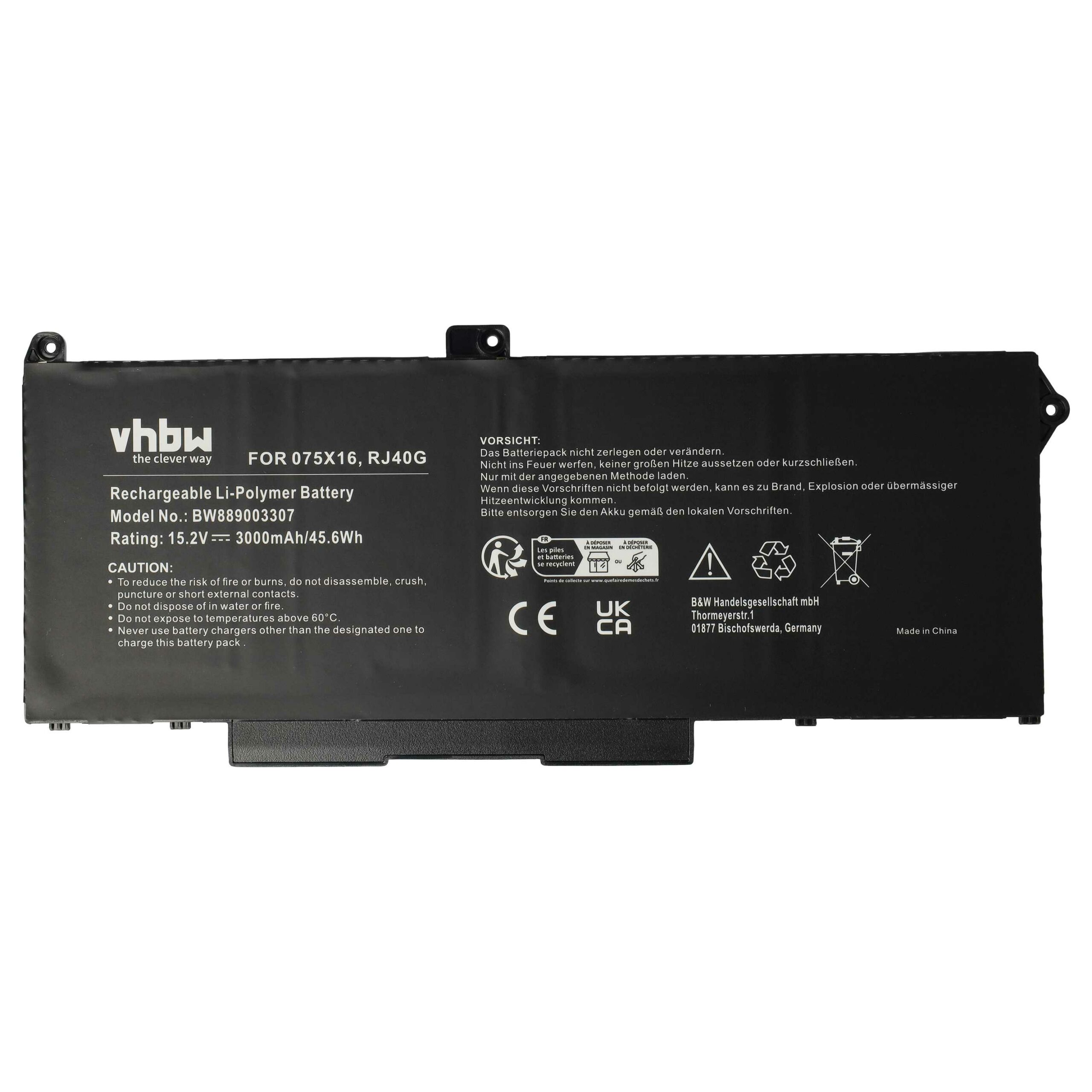 Bateria para Portátil vhbw substituível por Dell RJ40G, 075X16 - 3000 mAh 15.2 V Li-Ion - Image 3