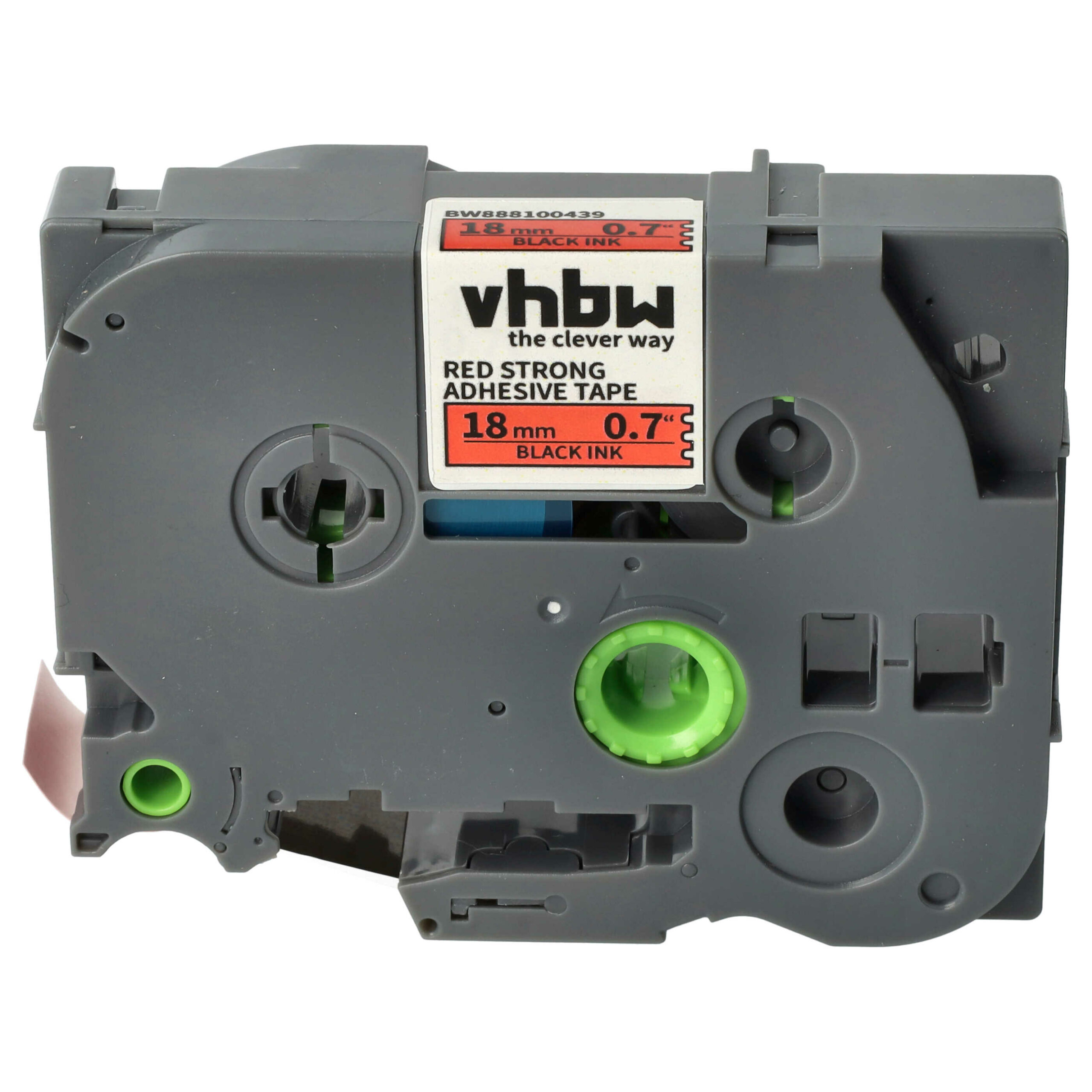 Fita para Impressora de Etiquetas vhbw substitui Brother TZE-S441 18 mm Preto sobre Vermelho Extra Forte