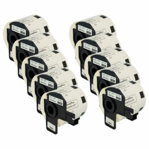 10x Rolos de Etiquetas vhbw para Brother DK-11209 - 62 mm x 29 mm com Suporte