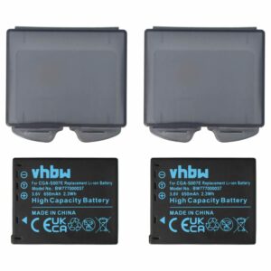 2x Baterias vhbw para Panasonic Lumix DMC-TZ1, TZ2, TZ3, TZ4, TZ5 - 650mAh, 3.6V