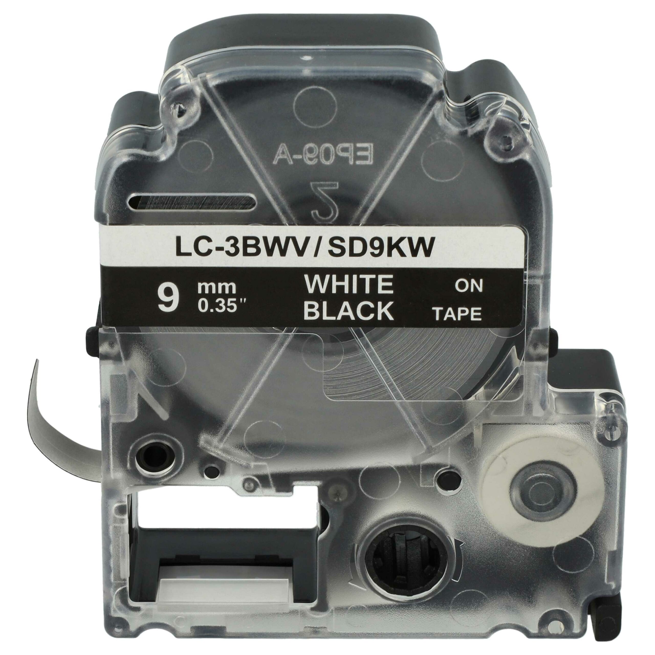 Fita de Etiquetas vhbw substitui Epson LC-3BWV - 9 mm Preto / Branco - Image 3