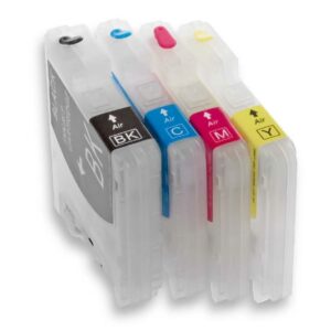 4x Cartuchos de Tinta Recarregáveis CISS vhbw para Brother DCP-145C, DCP-165C, DCP-195C (Preto, Ciano, Magenta, Amarelo)