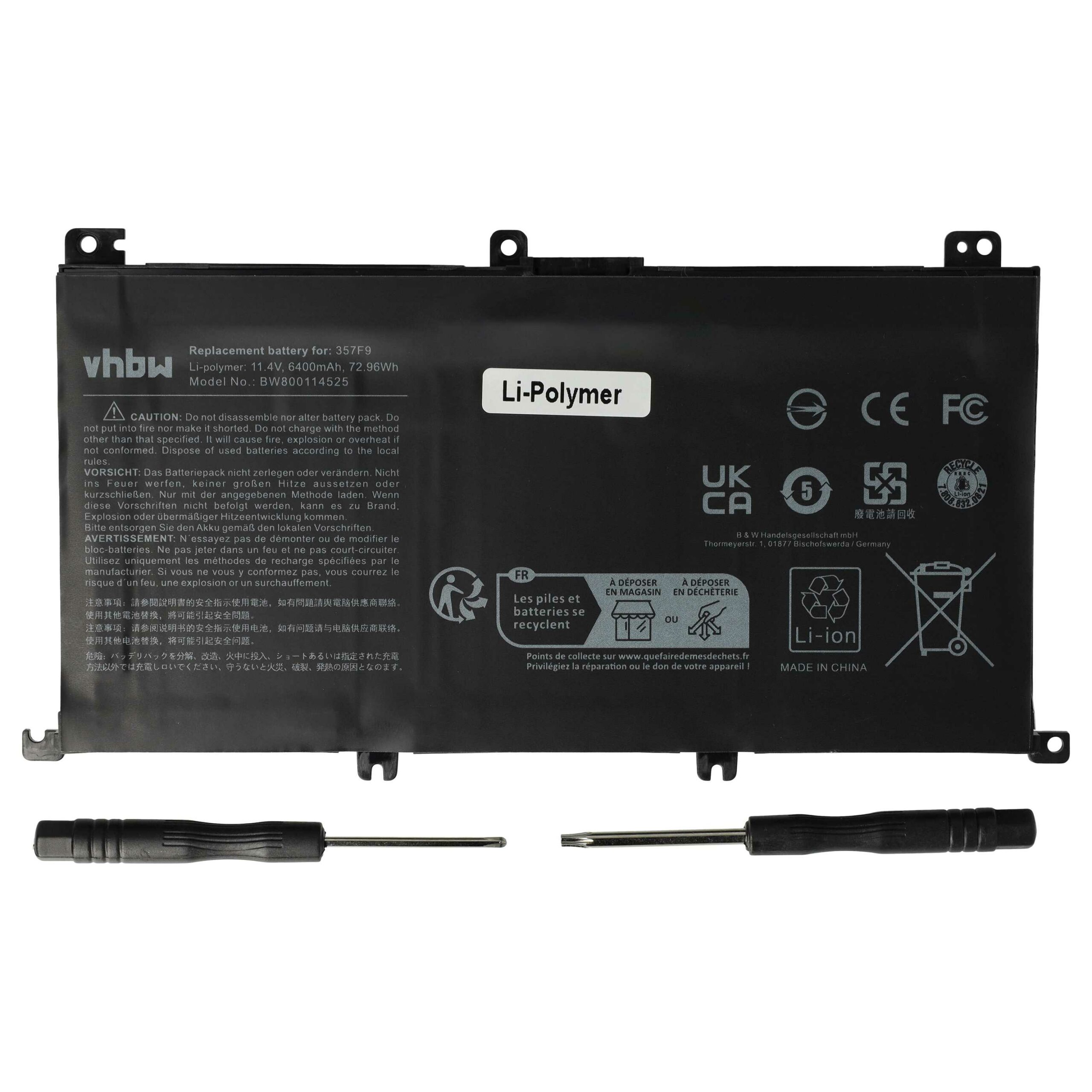 Bateria para Portátil vhbw Dell 71JF4 P57F002 6400 mAh 11.4 V - Image 3