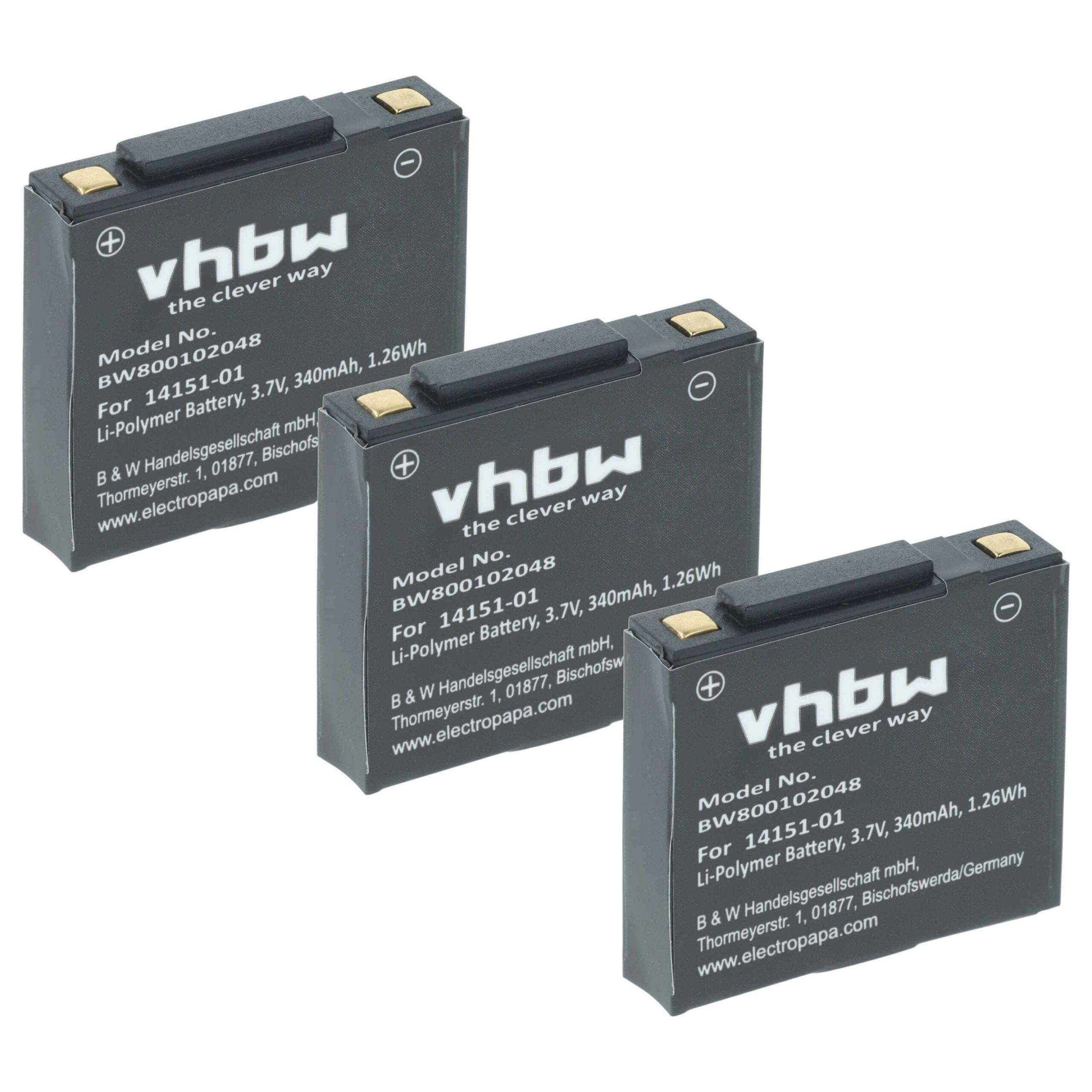 Bateria vhbw para Headset Sem Fios GN Netcom 340 mAh 3.7 V (3 unidades)