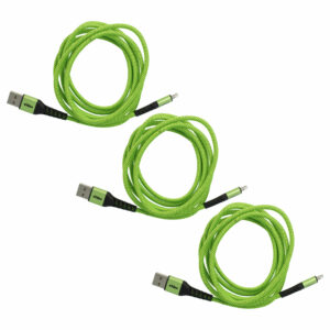 Pack 3x Cabos Lightning vhbw - USB-A para Apple iPhone / iPad / AirPods - Verde e Preto, 180cm