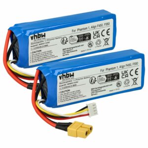 Bateria para Drone DJI Phantom 1 / Walkera Runner 250 - vhbw 2250 mAh 11.1 V (2x Baterias)